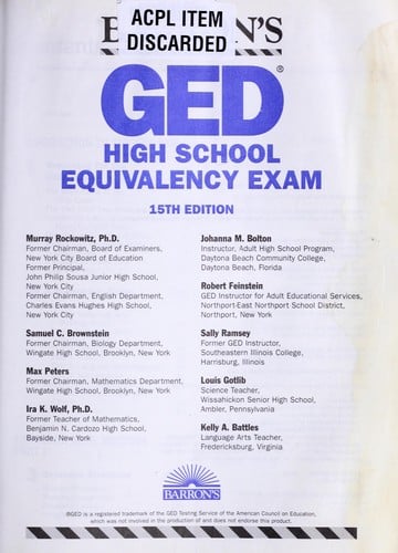 Barron's GED, high school equivalency exam