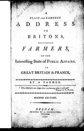 A plain and earnest address to Britons, especially farmers