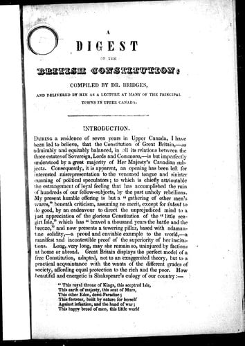 A digest of the British constitution