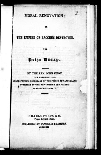 Moral renovation, or, The empire of Bacchus destroyed