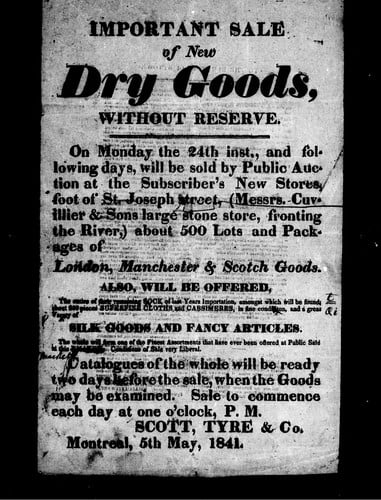 Important sale of new dry goods without reserve