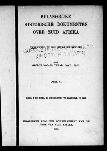 Belangrijke historische dokumenten over Zuid Afrika