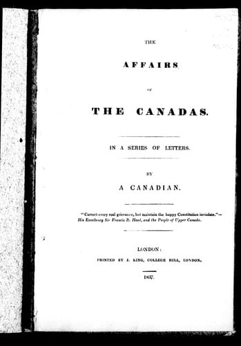 The affairs of the Canadas