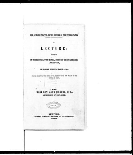 The Catholic chapter in the history of the United States