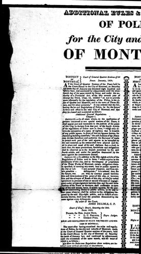 Additional rules & regulations of police, for the city and suburbs of Montreal