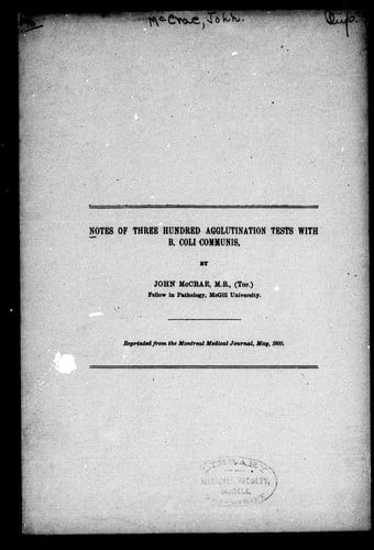 Notes on three hundred agglutination tests with B. Coli Communis