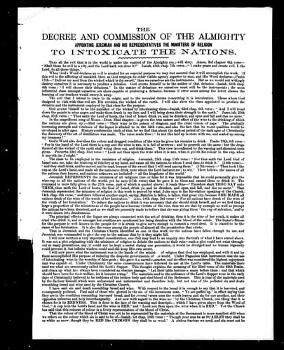 The decree and commission of the Almighty appointing Jeremiah and his representatives the ministers of religion to intoxicate the nations