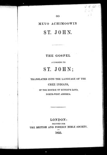 Oo meyo achimoowin St. John