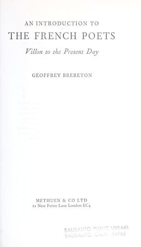 An introduction to the French poets, Villon to the present day
