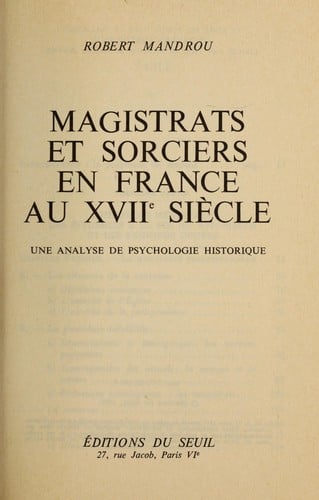 Magistrats et sorciers en France au XVII siècle