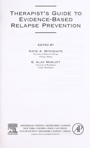 Therapist's guide to evidence-based relapse prevention