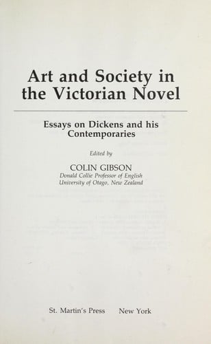 Art and Society in the Victorian Novel