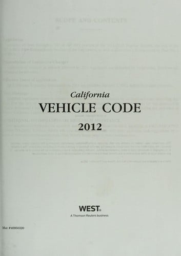 California Vehicle Code 2012