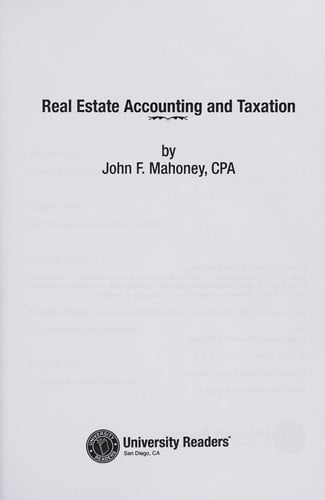 Real estate accounting and taxation