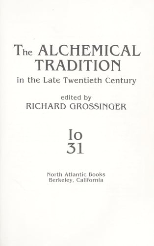 The Alchemical tradition in the late twentieth century