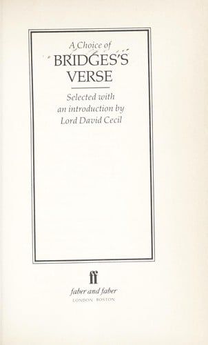 A choice of Bridges's verse
