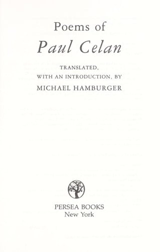 Poems of Paul Celan