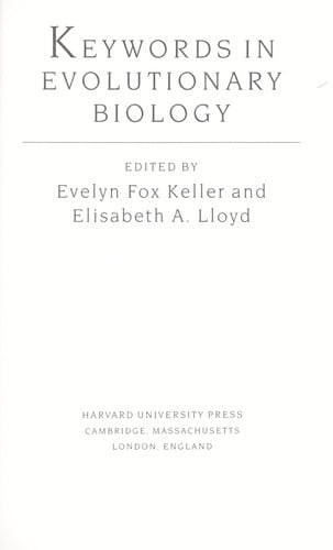 Keywords in evolutionary biology