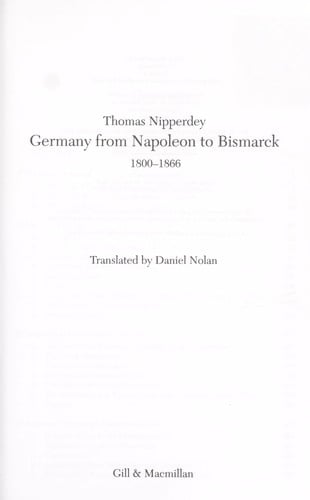 Germany from Napoleon to Bismark