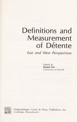 Definitions and measurement of détente