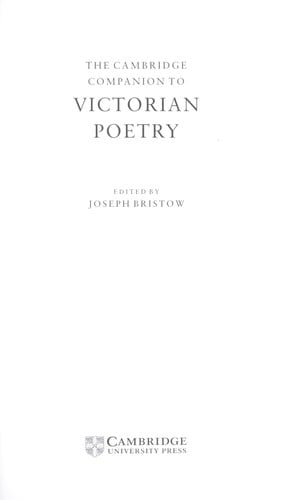 The Cambridge companion to Victorian poetry