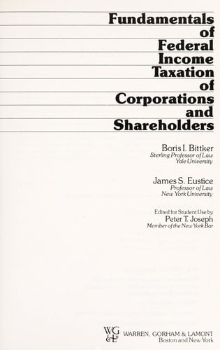 Fundamentals of federal income taxation of corporations and shareholders