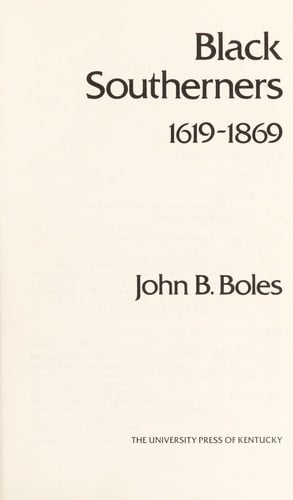 Black southerners, 1619-1869