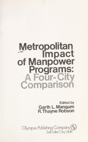 Metropolitan impact of manpower programs