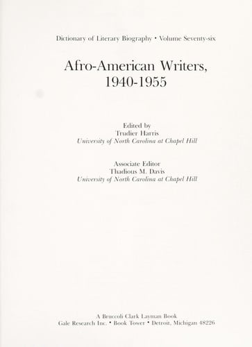 Afro-American writers, 1940-1955