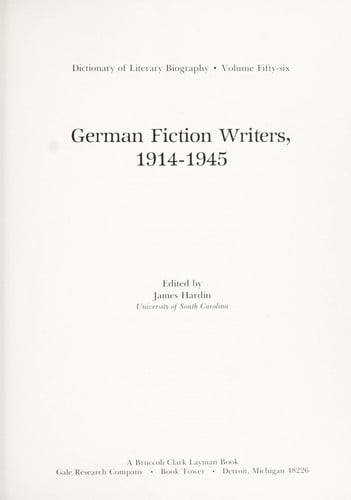 German fiction writers, 1914-1945