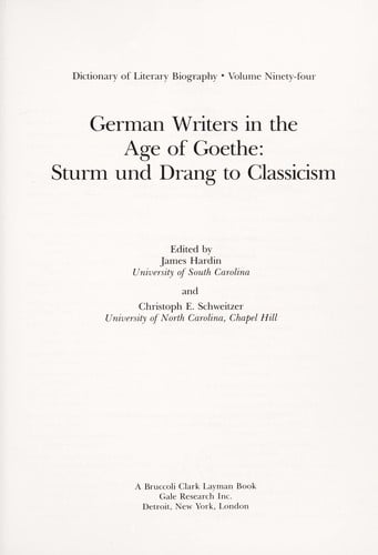 German writers in the age of Goethe