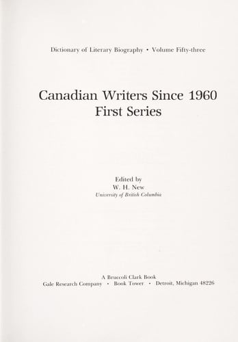Canadian writers since 1960