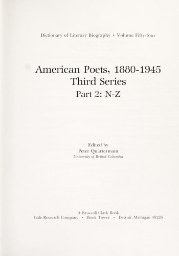 American poets, 1880-1945, third series