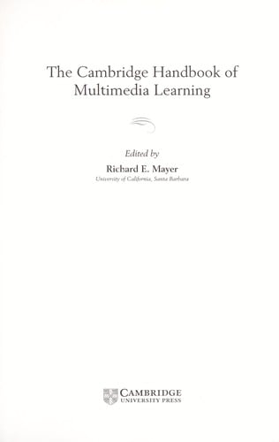The Cambridge handbook of multimedia learning