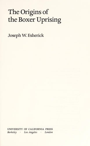The origins of the Boxer Uprising