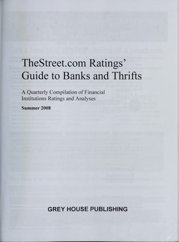 TheStreet.com Ratings Guide to Banks & Thrifts, Summer 2008