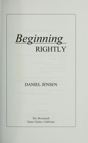 Beginning rightly