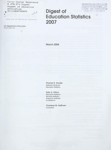 Digest Of Education Statistics 2007