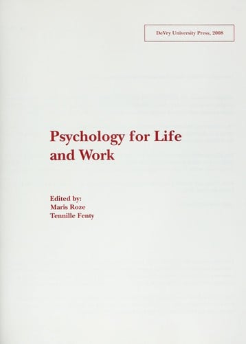Psychology for life and work