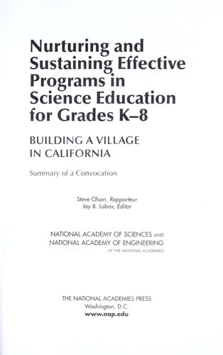 Nurturing and sustaining effective programs in science education for grades K-8