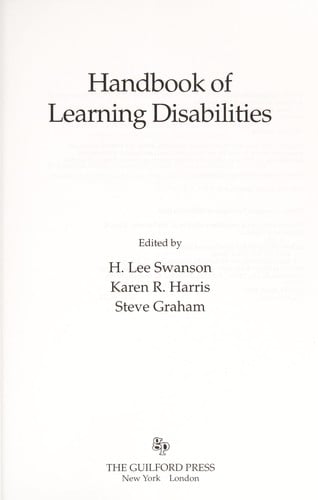 Handbook of learning disabilities