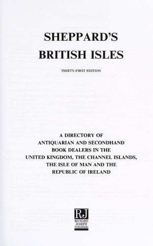A directory of antiquarian and second-hand book dealers in the United Kingdom, the Channel Islands, the Isle of Man and the Republic of Ireland