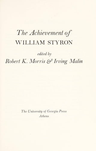 The Achievement of William Styron