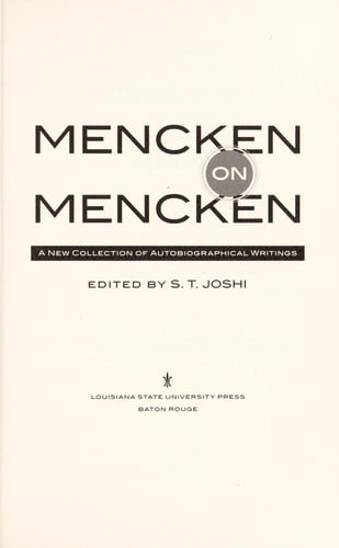 Mencken on Mencken