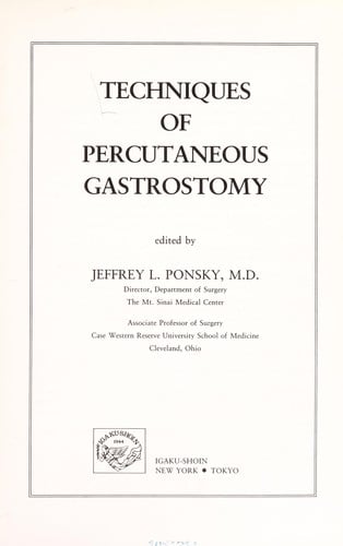 Techniques of percutaneous gastrostomy