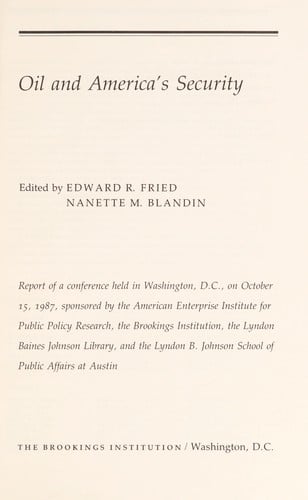 Oil and America's security