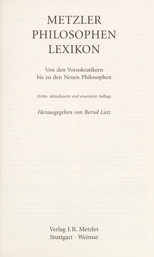 Metzler Philosophen Lexikon