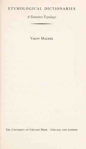 Etymological dictionaries