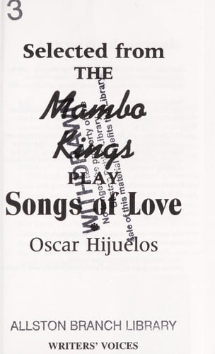 Selected from the Mambo Kings Play Songs of Love (Writers Voices   Ser)