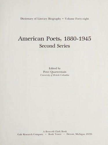 American poets, 1880-1945, second series